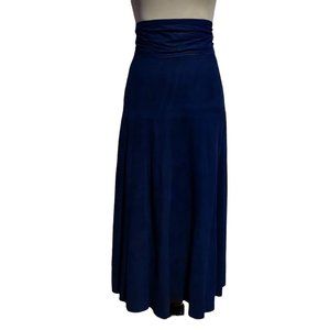 Salamander Leathers Women Vtg Blue Suede High Waist Removeable Belt Midi Skirt 8